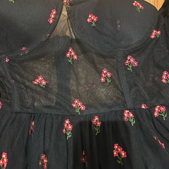 ASOS Floral Black Mesh Dress with Corset Details - Picture 6 of 12